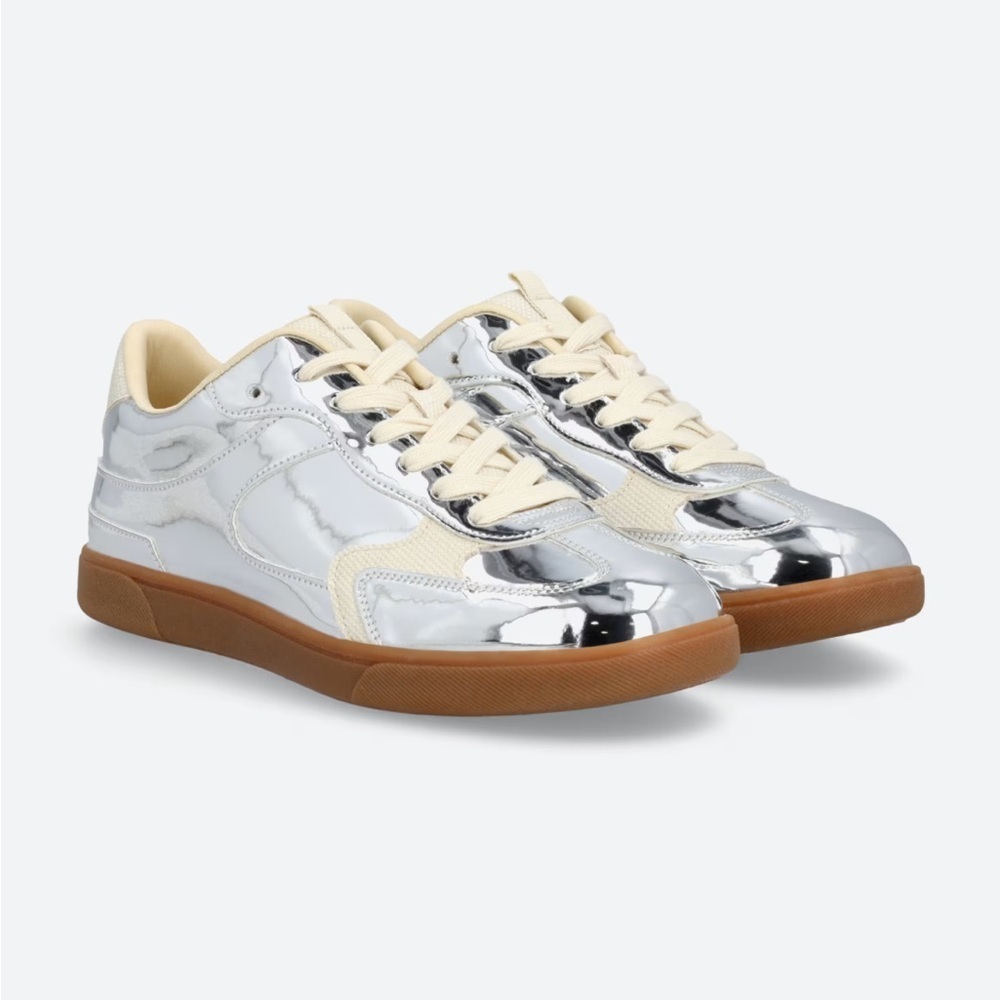 Blowfish Malibu Silver and Cream Sneakers, Size 7.5 - Picture 2 of 5
